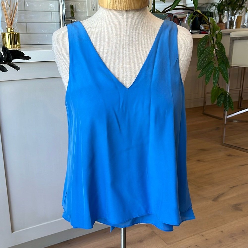 Parker Blue Sleeveless Blouse silk